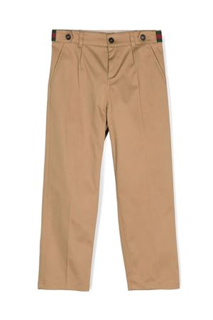 Pantaloni in cotone elasticizzato beige GUCCI KIDS | 737990XWA0I9813